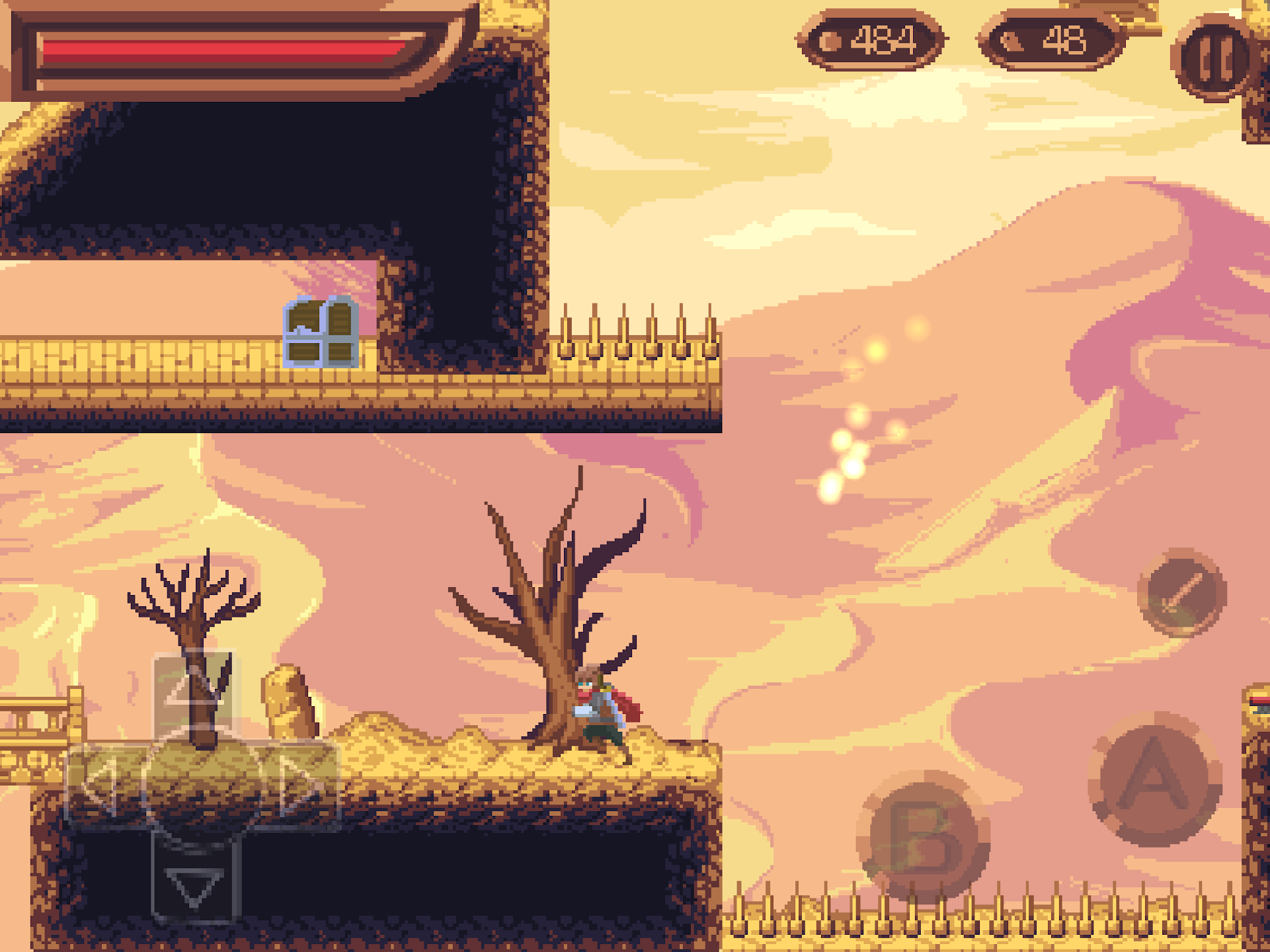 Zrzut ekranu z rozgrywki Unbroken Soul: walka i eksploracja w mrocznym środowisku