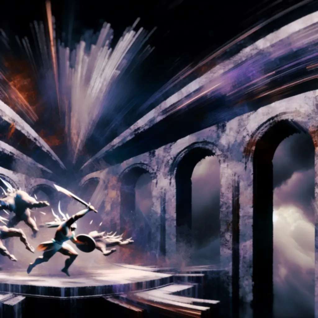 Dynamiczna scena walki z gry Unbroken Soul w mrocznym, klimatycznym stylu.